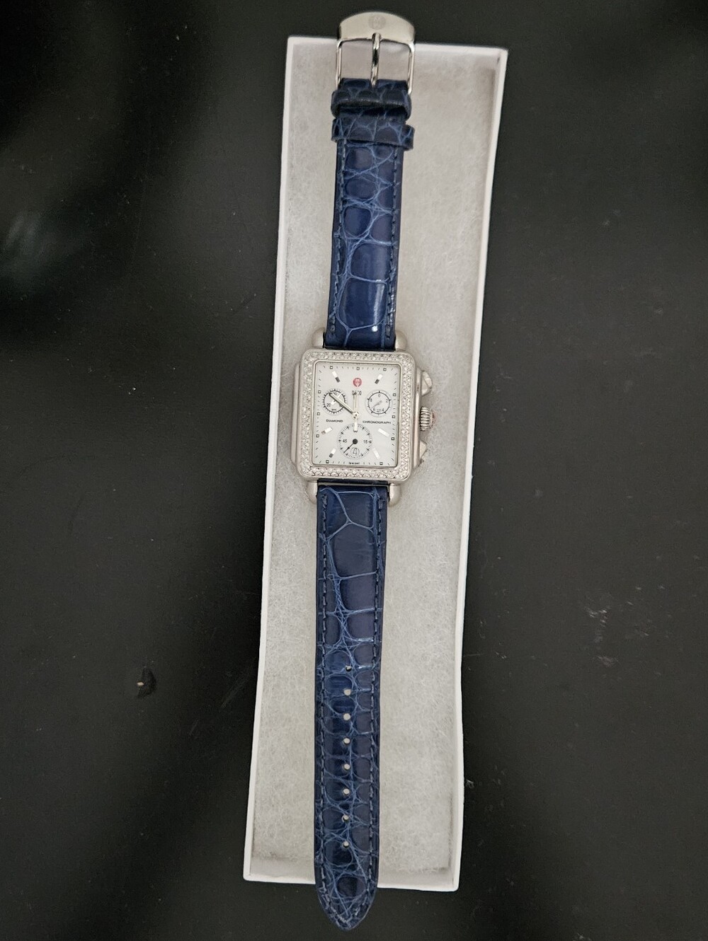 Michele Deco Diamond Chronograph Watch, White Mother-Of-Pearl Dial, Like New - Picture 11 of 11